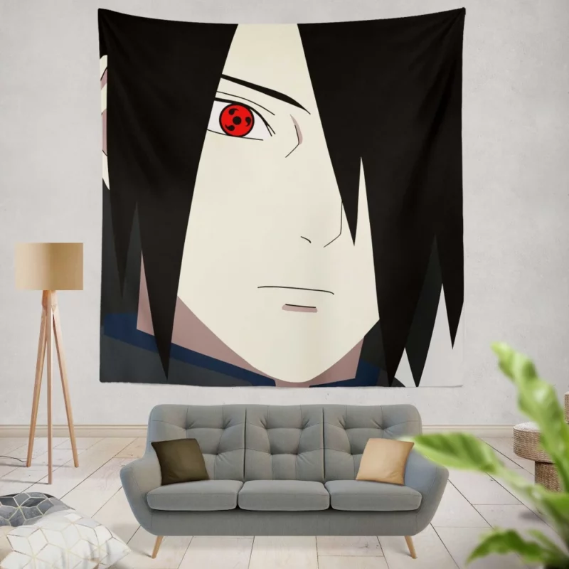 Sasuke Sharingan Unveiling Power Anime Wall Tapestry