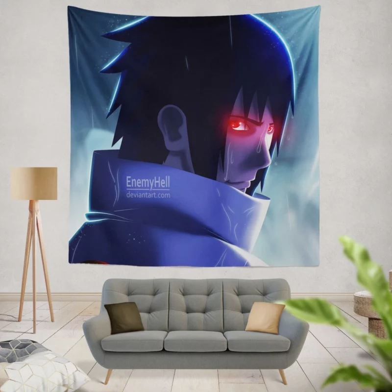 Sasuke Uchiha Ninja Pursuit Anime Wall Tapestry