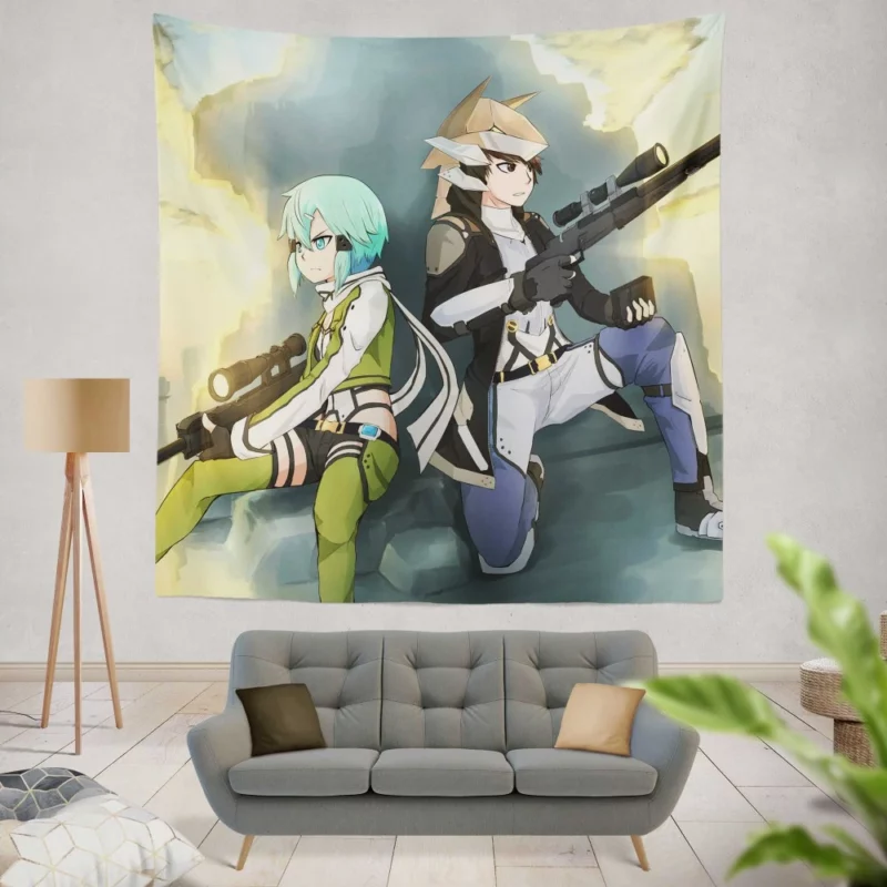 Shino Asada Gun Gale Hero Anime Wall Tapestry