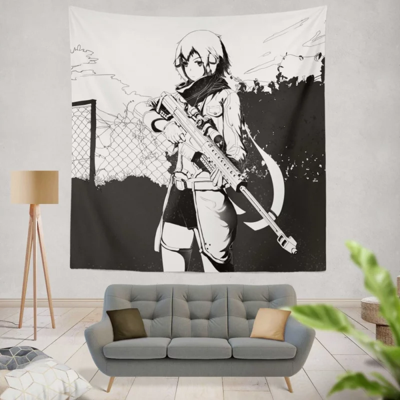 Shino Asada Sinon Monochrome Beauty Anime Wall Tapestry