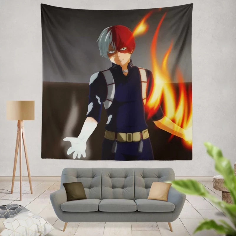 Shoto Todoroki Flames Unleashed Anime Wall Tapestry