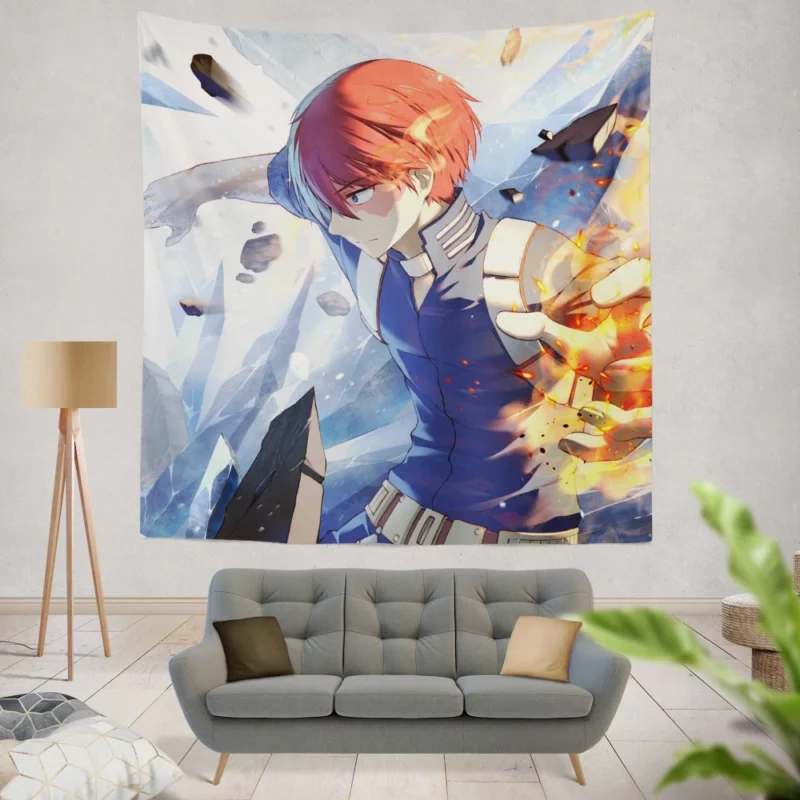 Shoto Todoroki Heroic Journey Anime Wall Tapestry