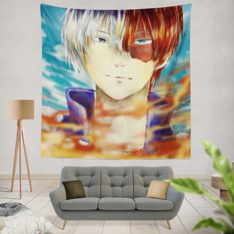 Shoto Todoroki Power Unleashed Anime Wall Tapestry