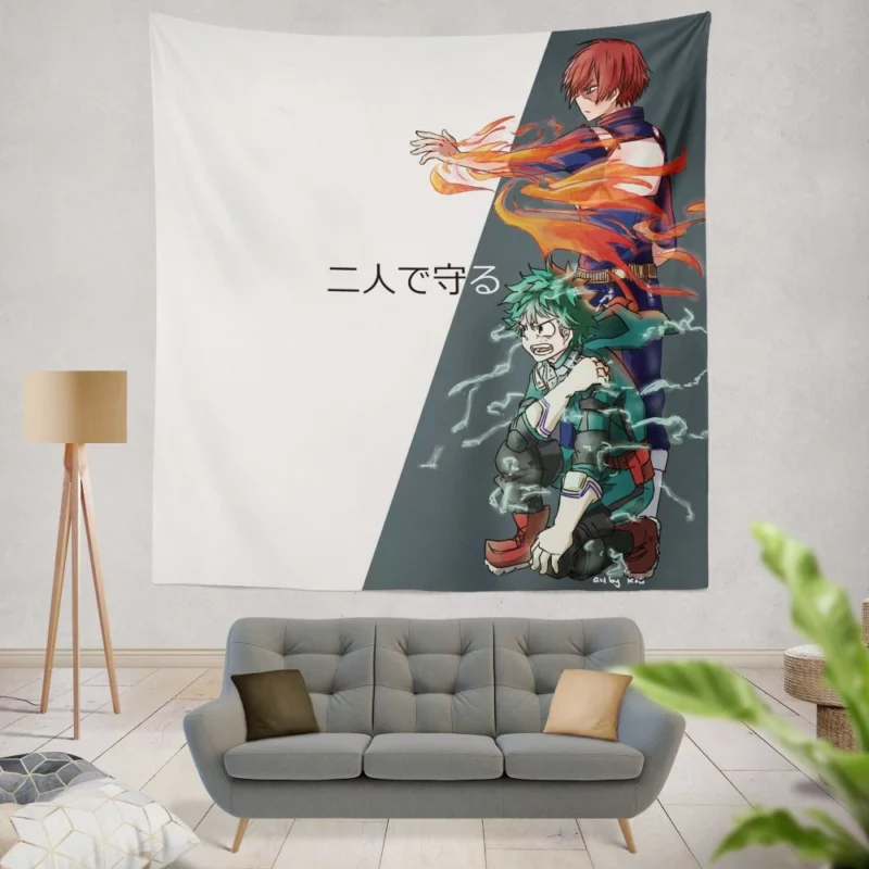 Shoto and Izuku Powerful Pair Anime Wall Tapestry