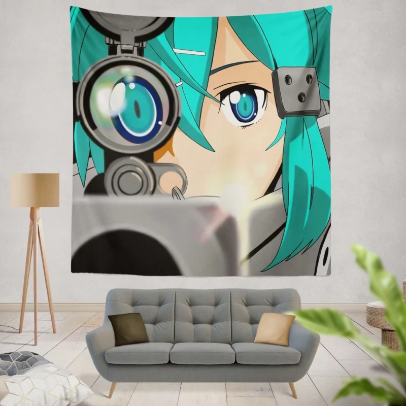 Sinon Shino Asada Rising Beyond Limits Anime Wall Tapestry