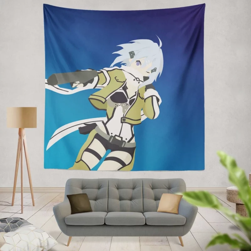 Sinon Shino Asada and Kirito Allies Anime Wall Tapestry