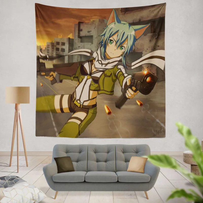Sinon Virtual Odyssey Anime Wall Tapestry