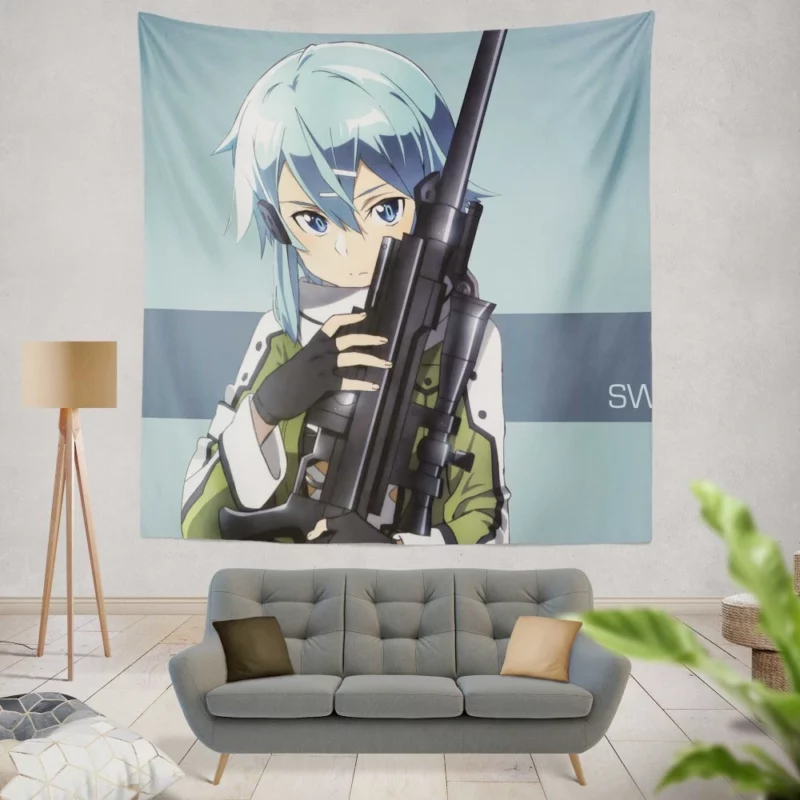 Sinon Virtual Sniper Anime Wall Tapestry