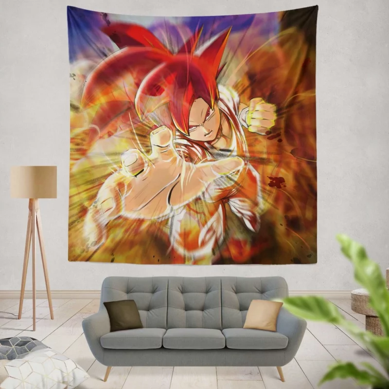 Son Goku Red-Haired Heroic Warrior Anime Wall Tapestry