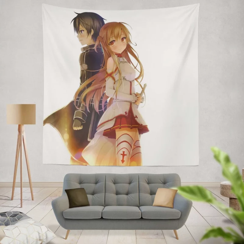 Sword Art Duo Asuna and Kirito Anime Wall Tapestry