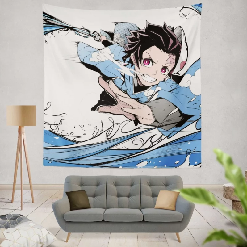 Tanjirou Kamado Water Wrath Anime Wall Tapestry