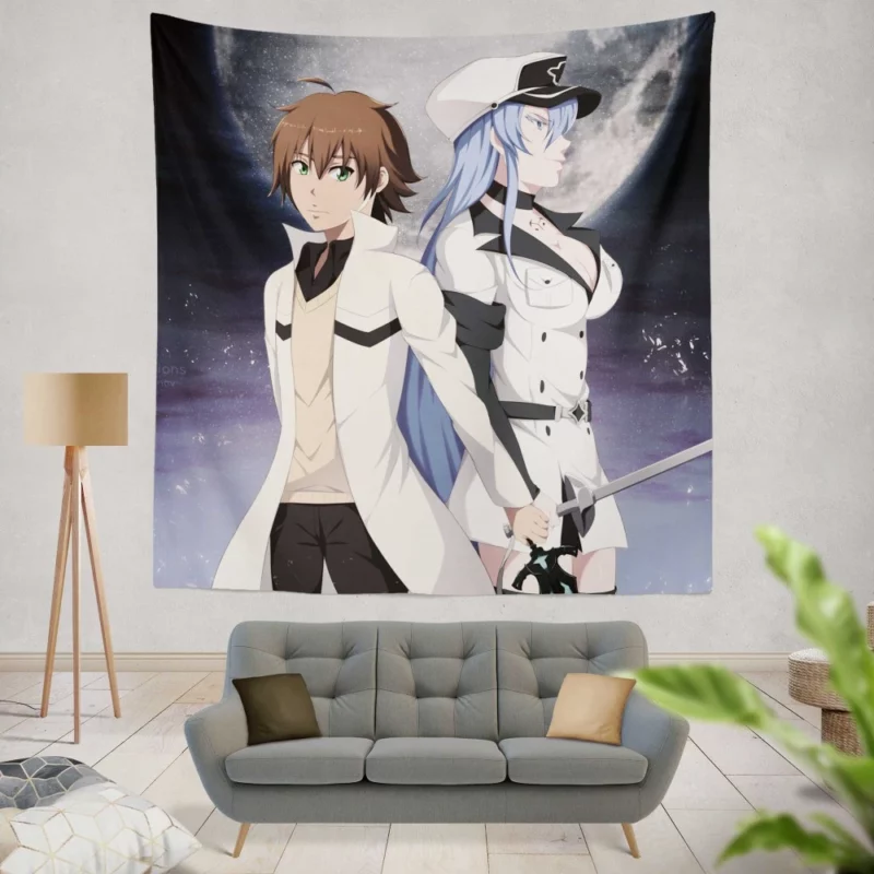 Tatsumi and Esdeath Akame ga Kill! Romance Anime Wall Tapestry