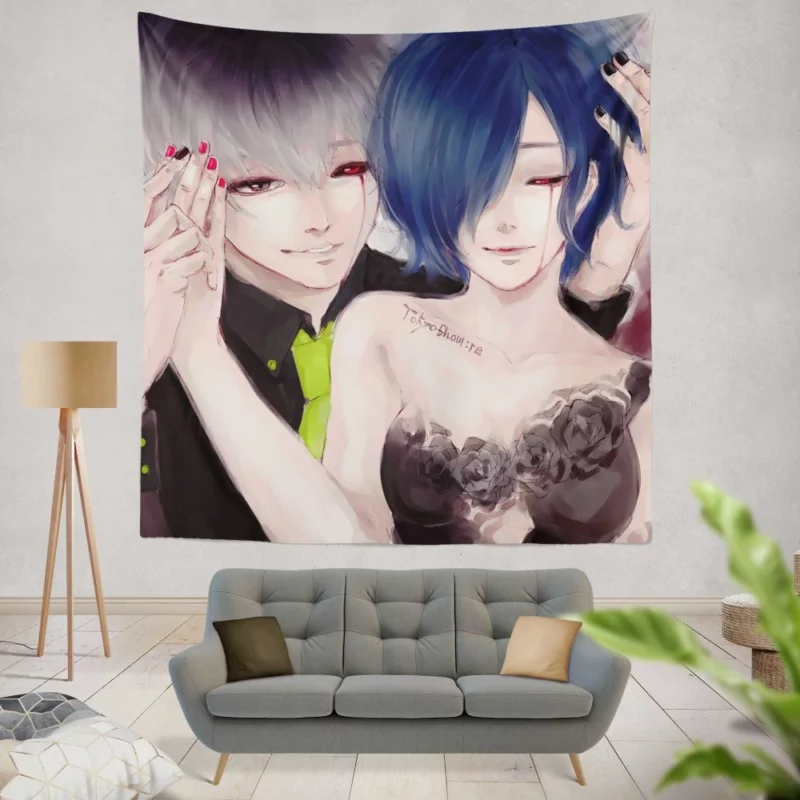 Touka and Kaneki Ghoulish Pair Anime Wall Tapestry