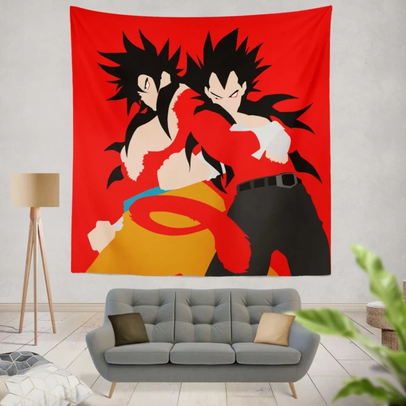 Unveiling Super Saiyan 4 Goku and Vegeta Anime Wall Tapestry