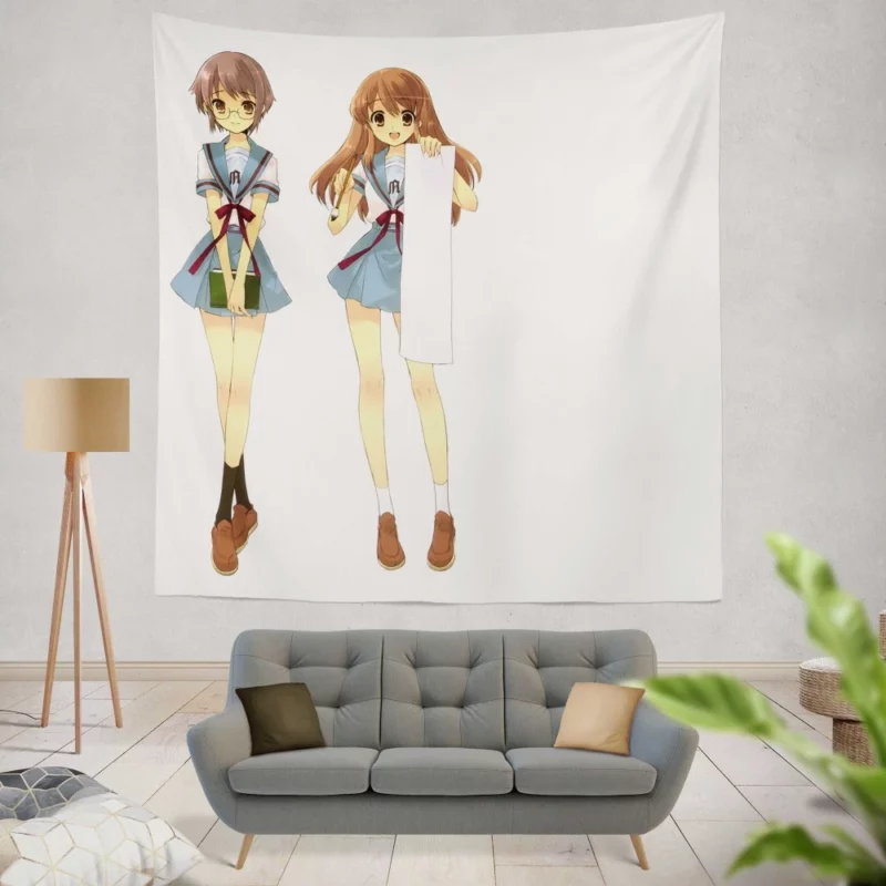 Yuki Nagato and Mikuru Asahina SOS Brigade Pair Anime Wall Tapestry