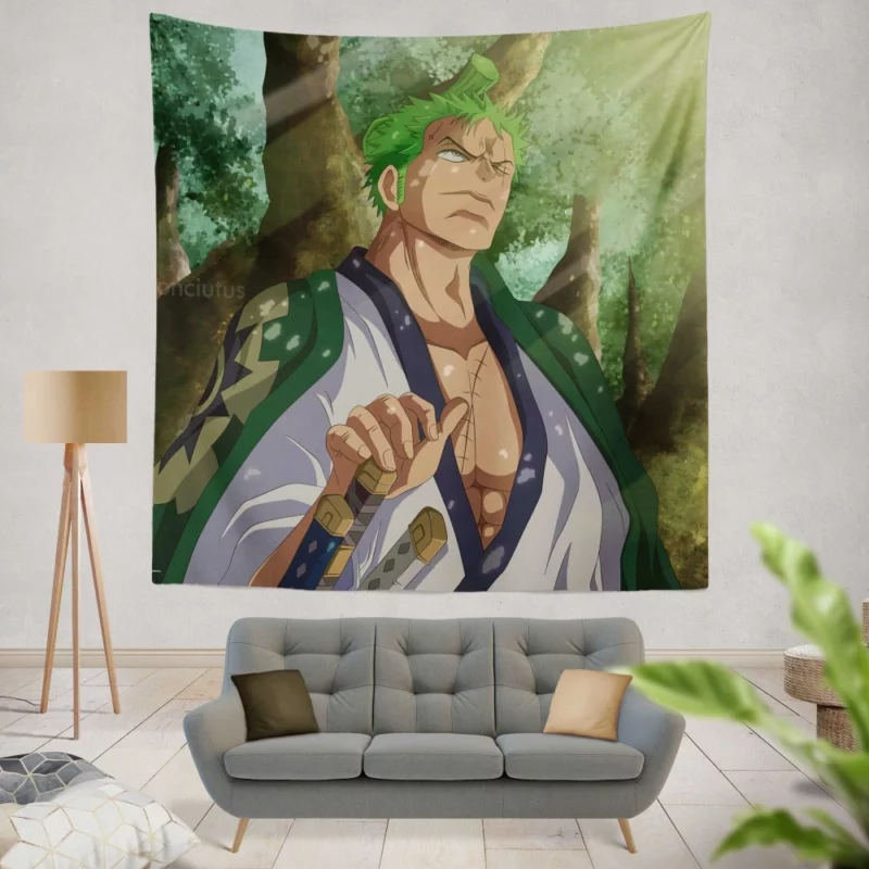 Zoro Blades of Strength Anime Wall Tapestry