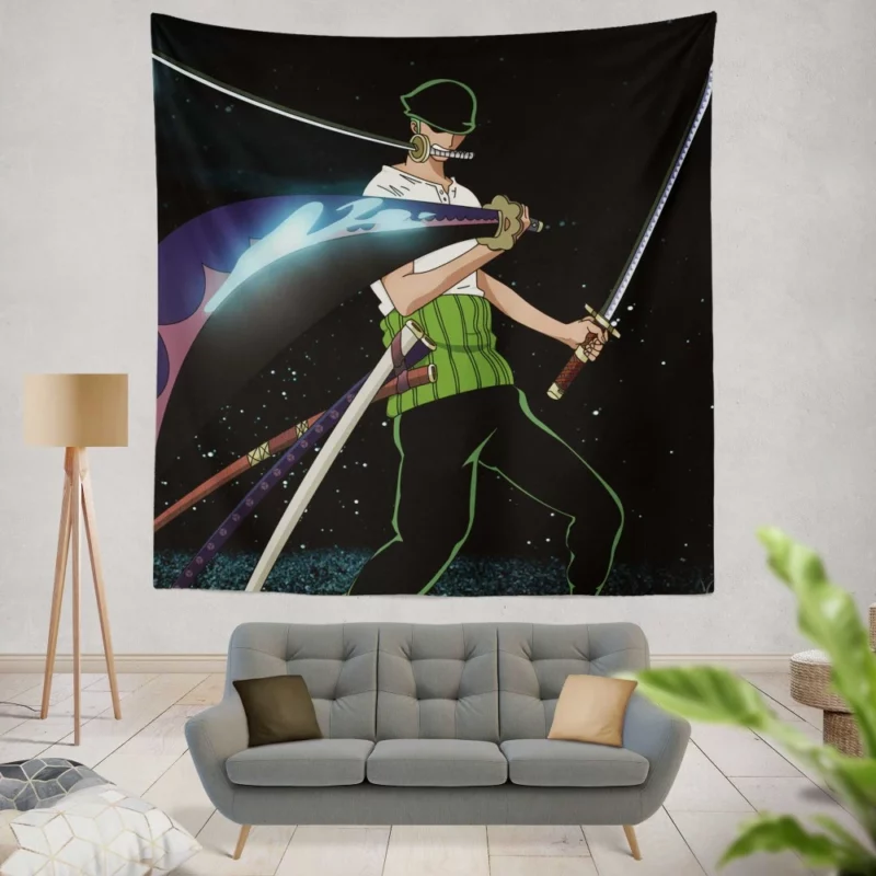 Zoro Masterful Swordsman Anime Wall Tapestry